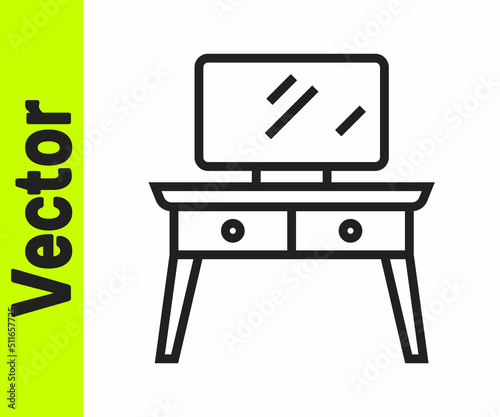 Black line Dressing table icon isolated on white background. Vector
