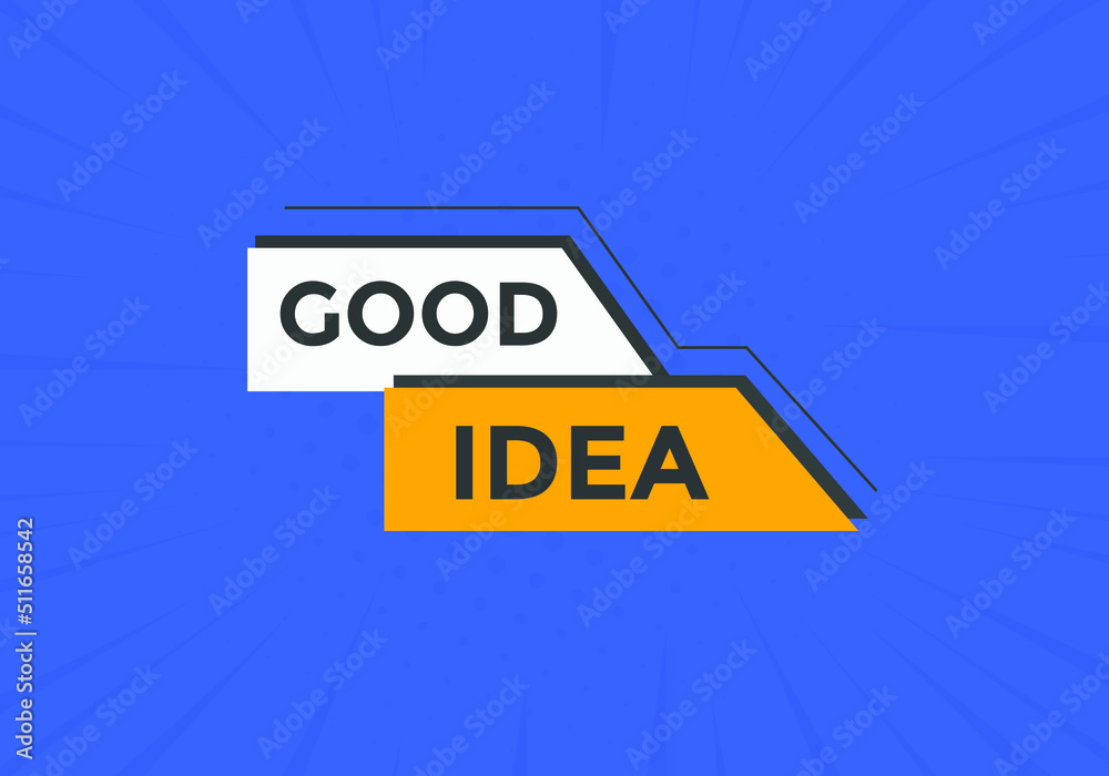 Good idea button. Good idea text web banner template. Sign icon banner
