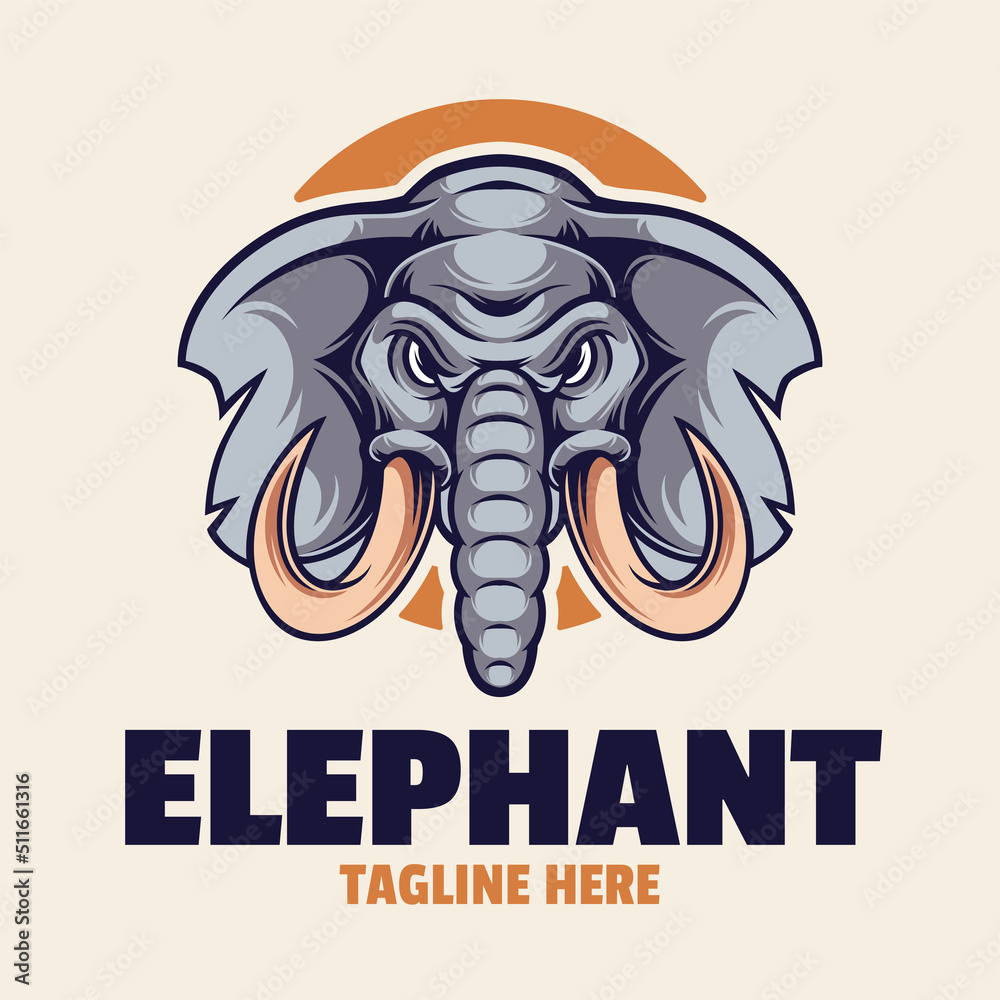Elephant Head Mascot Logo Template