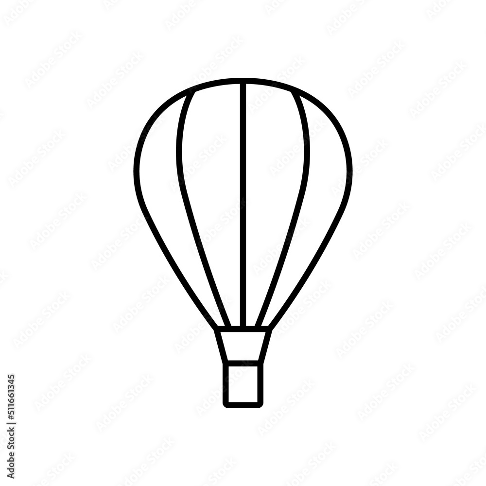 Black Hot Air Balloon with Basket Line Icon. Flight Baloon for Travel Icon on White Background. Fly Hotair Ballon for Fun Journey in Sky Outline Icon. Editable Stroke. Isolated Vector Illustration Black Hot Air Balloon with Basket Line Icon. Flight Baloon for Travel Icon on White Background. Fly Hotair Ballon for Fun Journey in Sky Outline Icon. Editable Stroke. Isolated Vector Illustration