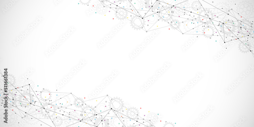 Abstract geometric background with connecting the dots and lines. Networking concept, internet connection and global communication