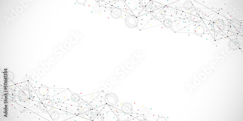 Abstract geometric background with connecting the dots and lines. Networking concept, internet connection and global communication © Kingline