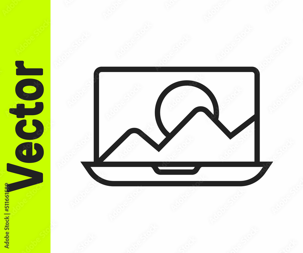 Black line Photo retouching icon isolated on white background. Photographer, photography, retouch icon. Vector Black line Photo retouching icon isolated on white background. Photographer, photography, retouch icon. Vector