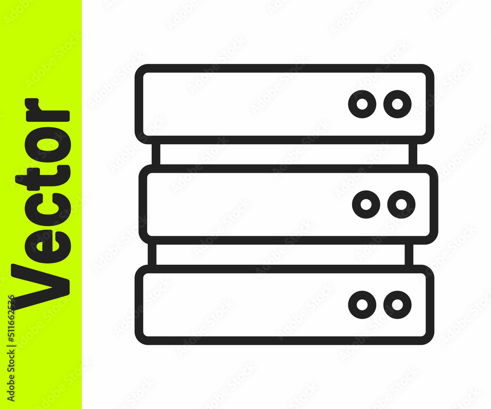 Black line Server, Data, Web Hosting icon isolated on white background. Vector Black line Server, Data, Web Hosting icon isolated on white background. Vector