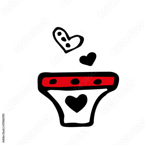 doodle cartoon drawing briefs underwear with heart symbol