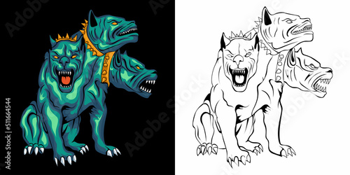 cerberus vector illustration in detailed style