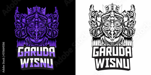 barong mask vector illustration in detailed style
