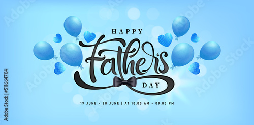 happy father day lettering fonts with bowtie and balloons for website header, landing page, ads campaign marketing, social media posts, advertisement, advertising, billboard sign, sublimation printing