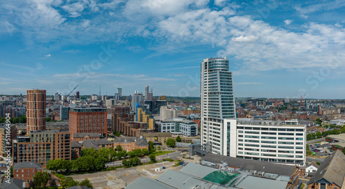 Leeds, West Yorkshire, University City in the united kingdom. Aerial view of the city centre, developments, Bridgwater place, retail, leisure, housing and business 