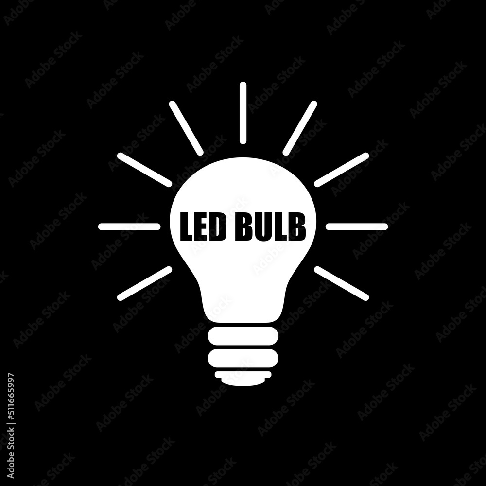 Led Light bulb logo isolated on dark background Led Light bulb logo isolated on dark background
