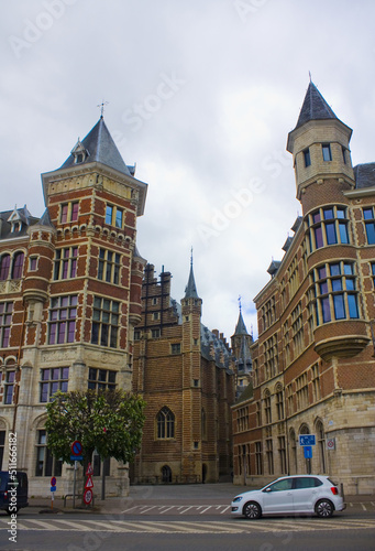 The historical buildings near Vleeshuis (Butcher's Hall or Meat Hall) - former guildhall in the center of Antwerp, Belgium 