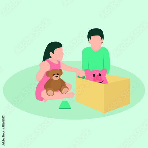 Teaching Kids Discipline Vector Illustration