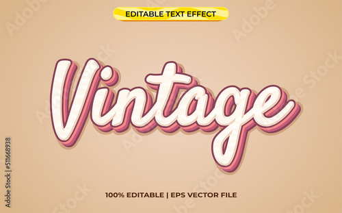Vintage 3d text effect with pastel theme. colorful typography template for vintage title
