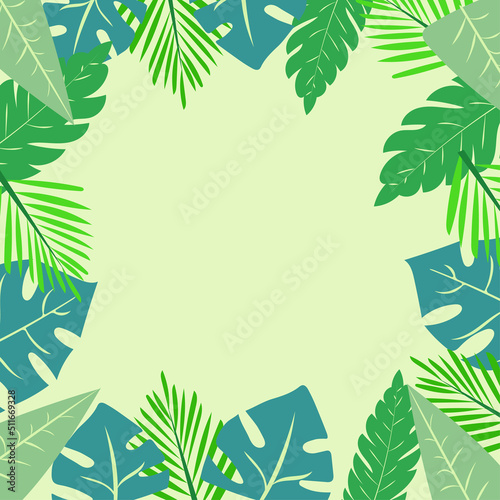 group of green leaf frames on a green background. Vector illustration.