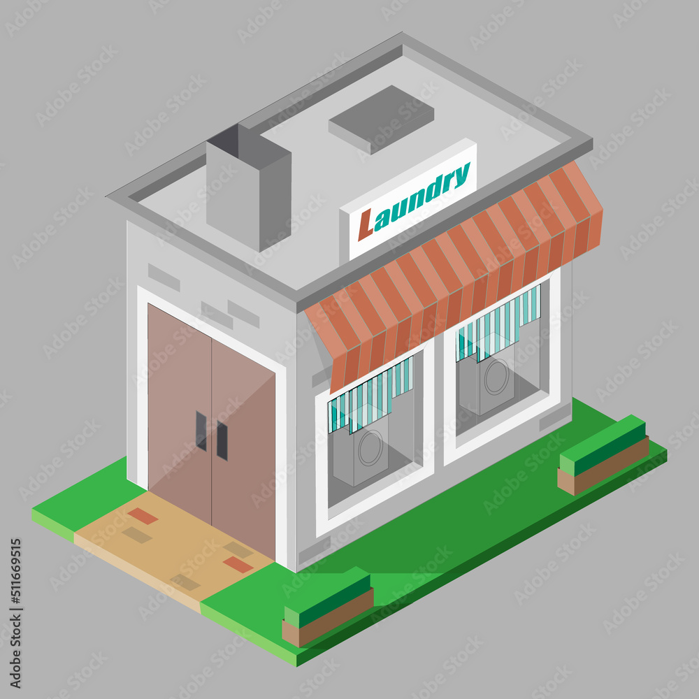Laundry, home, isomety, 3D, buiidihg Laundry, home, isomety, 3D, buiidihg