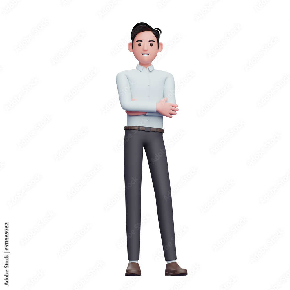 businessman chill Posing With Crossed Arms, 3D render businessman character illustration businessman chill Posing With Crossed Arms, 3D render businessman character illustration