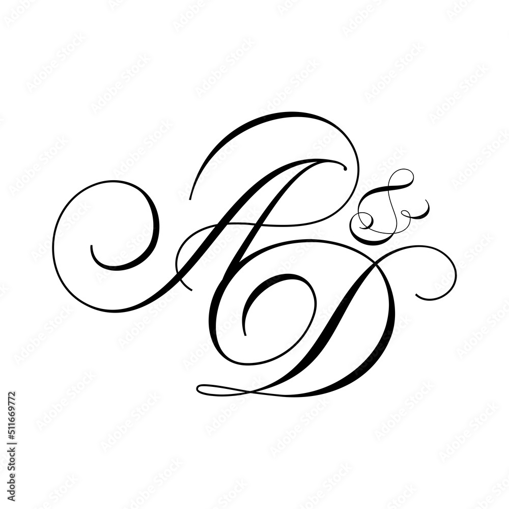 AD Calligraphy Monogram initial letters logo Design AD Calligraphy Monogram initial letters logo Design