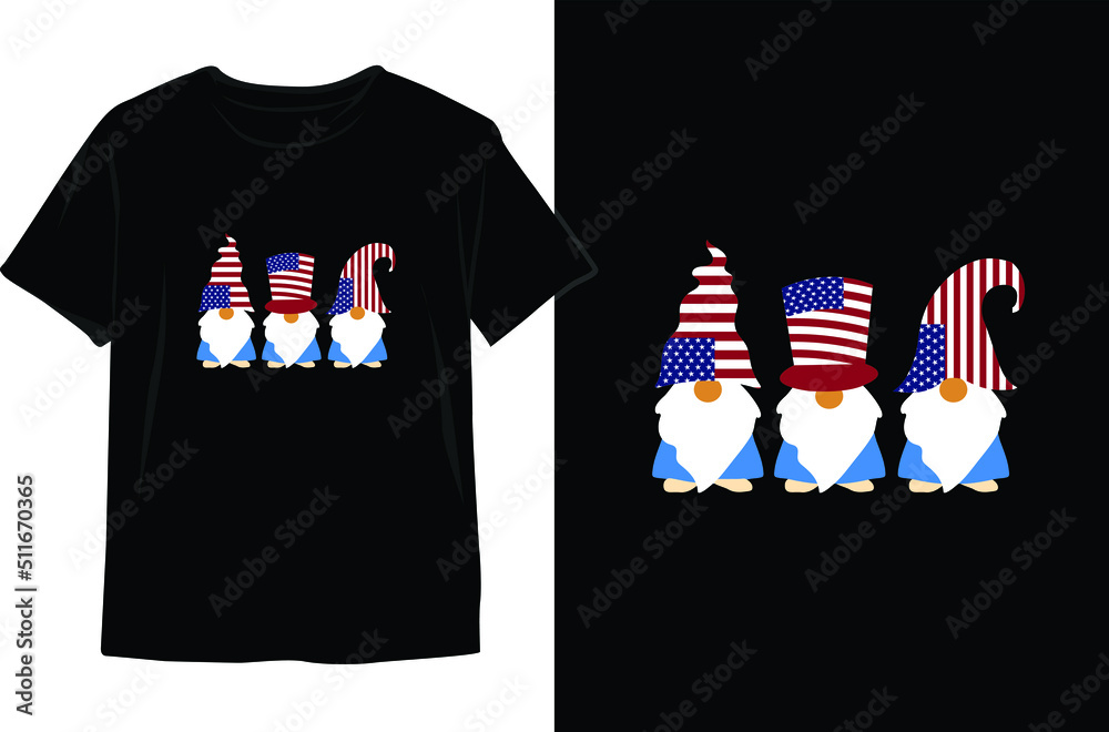 Fototapeta premium Patriotic Gnomes-4th of July T shirt Design. Memorial Day Design. Independence Day Vector Graphics. T shirt