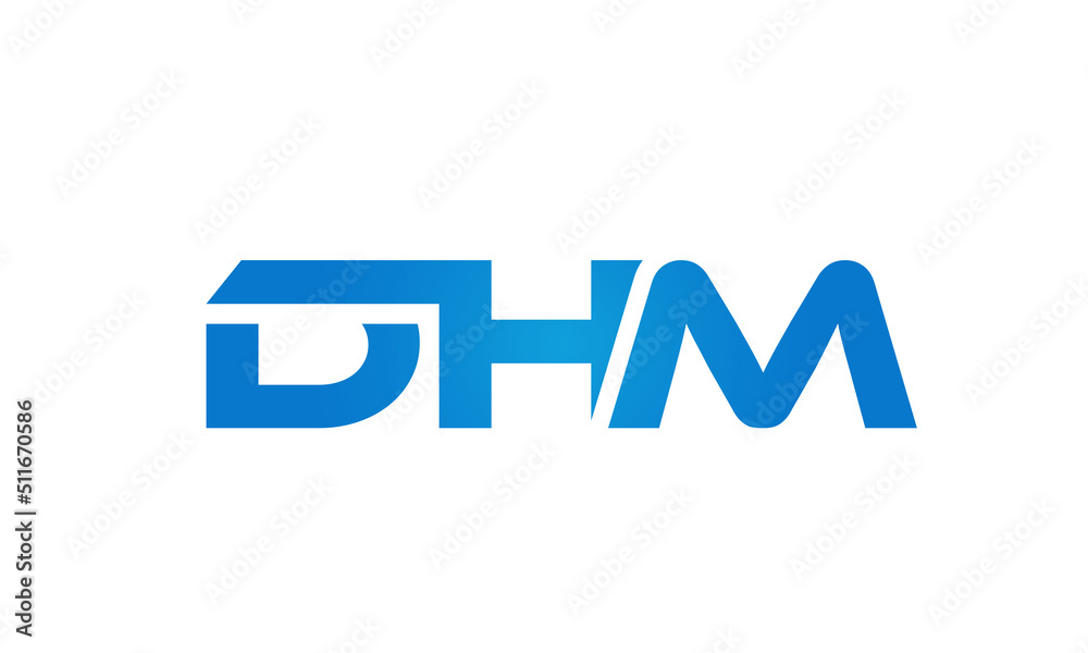 Connected DHM Letters logo Design Linked Chain logo Concept	
