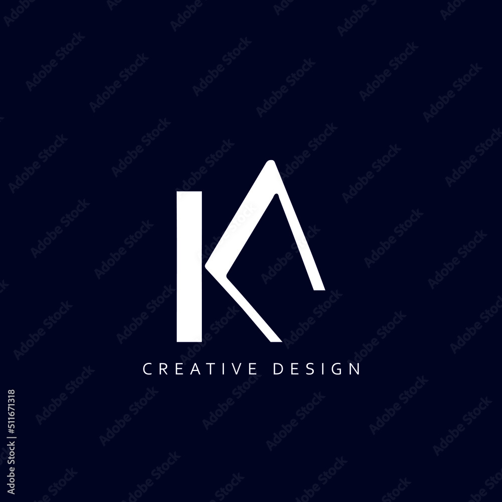 Letter KA Logo Design Using letter K and A , KA Monogram - obrazy, fototapety, plakaty 