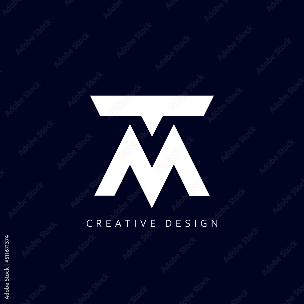 Letter TM or MT Logo Design Using letter T and M , MT or TM Monogram - obrazy, fototapety, plakaty 