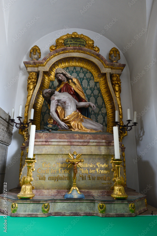 Innenansicht Pfarrkirche St. Anton in der Stadt Kempten, Bayern