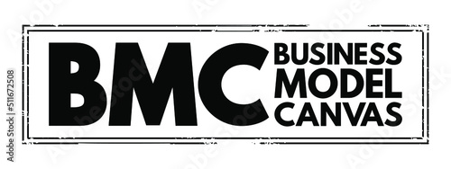 BMC Business Model Canvas - strategic management template used for developing new business models and documenting existing ones, acronym text concept stamp