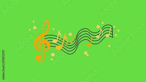 4k video of treble clef design on green background.