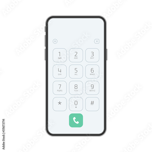 Keypad for on smartphone screen. Application Interface on mobile phone. Vector illustration of a keypad for a touchscreen device. EPS 10.