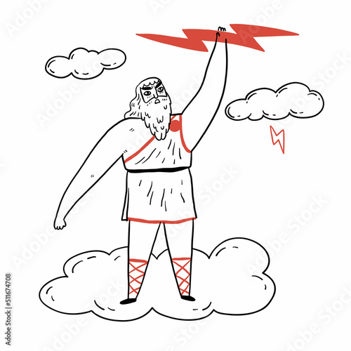 Greek god and goddess vector illustration series, Zeus
