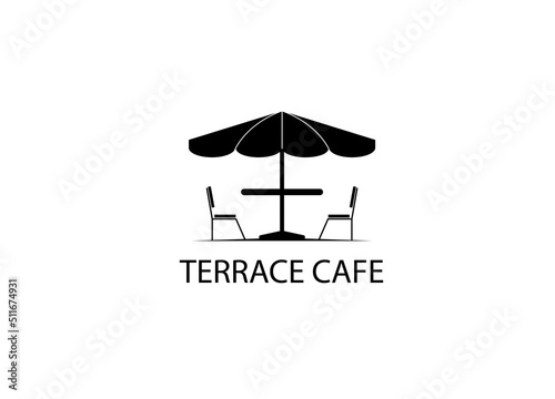 Terrace cafe logo vector line art vintage, icon symbol cafe. Minimalist Simple Design.