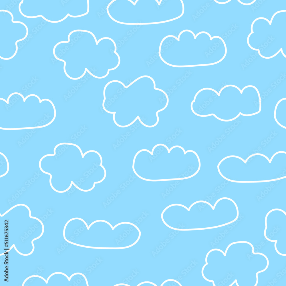 Vector abstract light seamless pattern with white clouds. For textiles, wallpaper, children's design, clothing, printing, packaging Vector abstract light seamless pattern with white clouds. For textiles, wallpaper, children's design, clothing, printing, packaging
