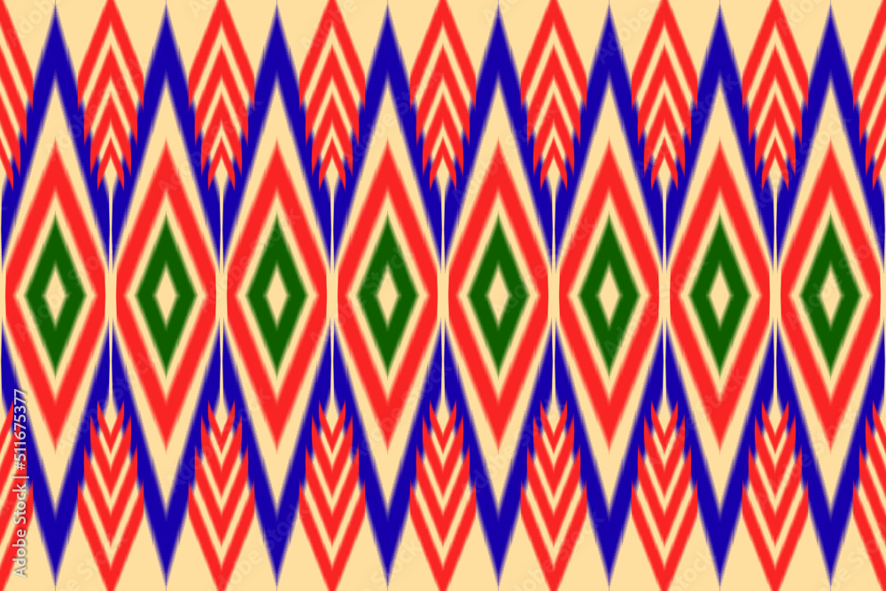 The design of the pattern imitates the weaving characteristics of Native Americans in green, blue, red tones. The design of the pattern imitates the weaving characteristics of Native Americans in green, blue, red tones.