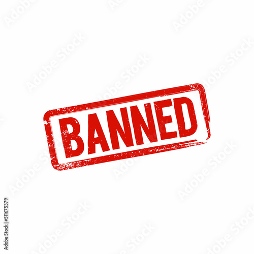 banned grunge stamp, labels isolated on white background. editable splatter. vector illustration