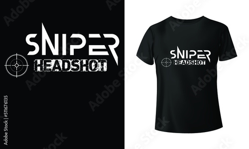 sniper headshot typography t-shirt design for print. Trendy typography and stylish design vector illustration photo