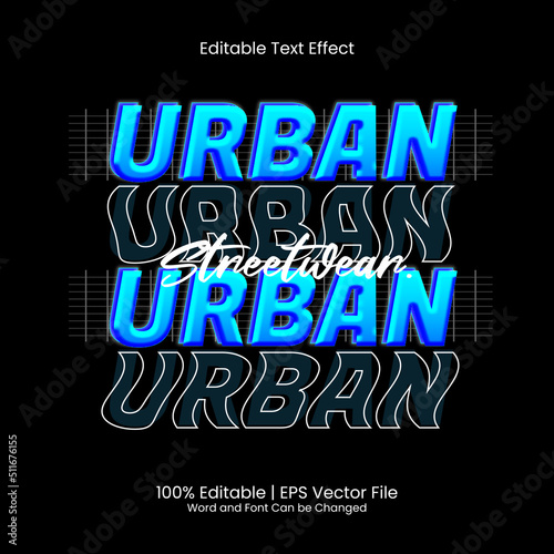Editable Text Effect Urban Stacked T-shirt design Street Wear style