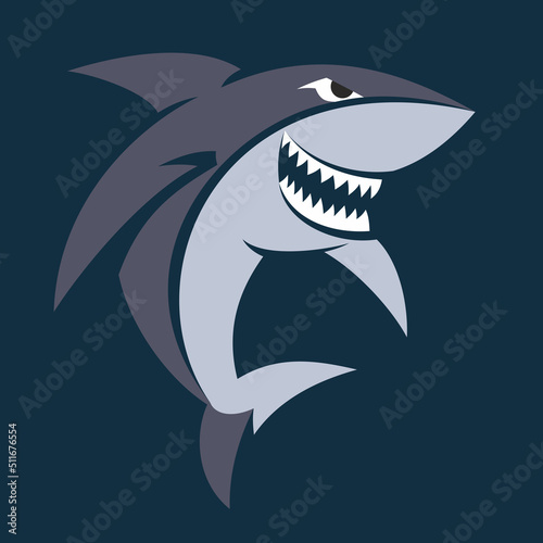 Vector illustration of an aggressive cartoon shark