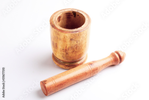 antique Wooden Mortar With Pestle Also Know as Khalbatta.