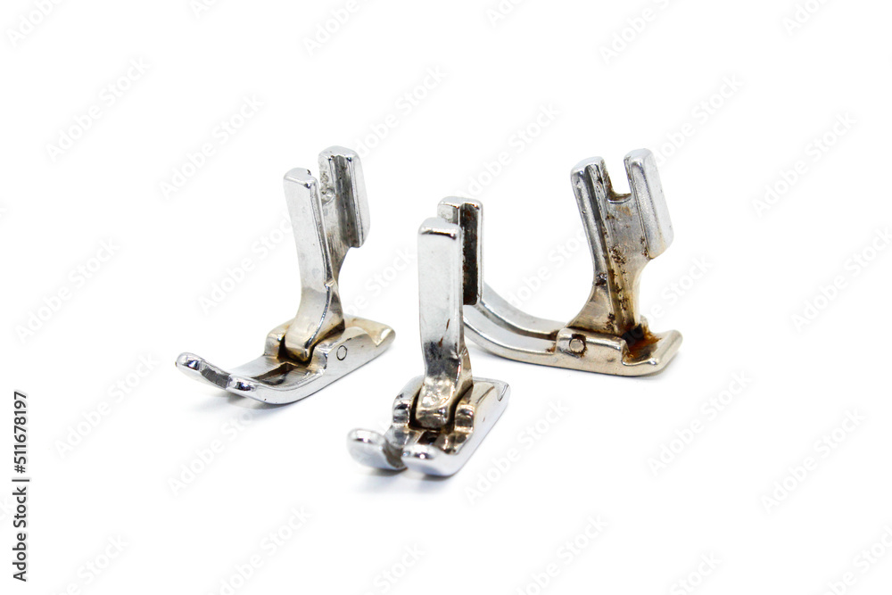 A picture of sewing machine parts with selective focus