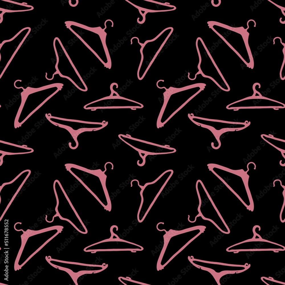 Cartoon seamless clothes hangers pattern for fabrics and wrapping paper and packaging and notebooks and shops and kids
