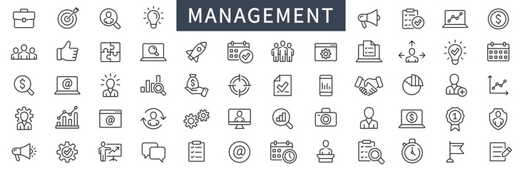 Business and management line icons set. Management icon collection. Vector illustrator