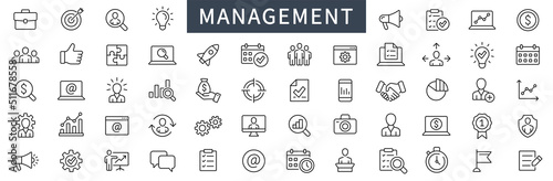 Fotomurale Business and management line icons set