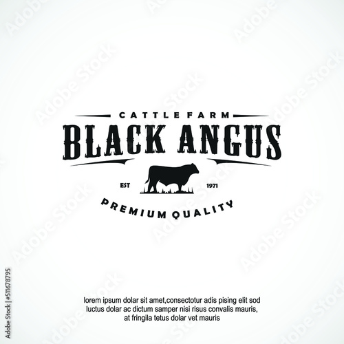 Angus cow logo design vintage style