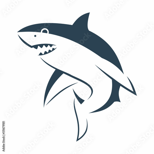 Vector illustration of an aggressive cartoon shark