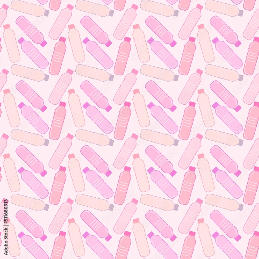 Coloured seamless plastic bottle pattern for packaging and fabrics and kids and kitchen and sports and notebooks Coloured seamless plastic bottle pattern for packaging and fabrics and kids and kitchen and sports and notebooks