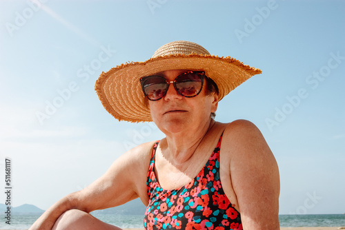 Happy senior on the beach