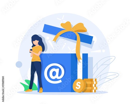 Earn loyalty program points, get online reward and gifts. Get loyalty card and customer service business concept