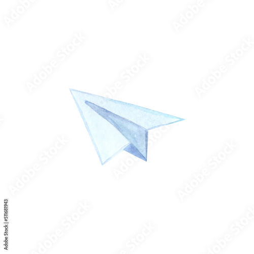 Watercolor paper plane. High quality photo