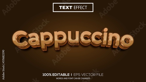 3d editable text effect cappuccino theme premium vector photo