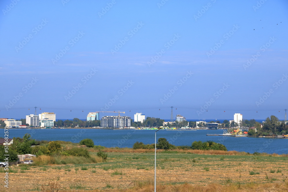 Constanta in Romania: Landscape with the boulevard in Mamaia resort and Siutghiol lake
